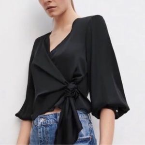 Zara Satin wrap top